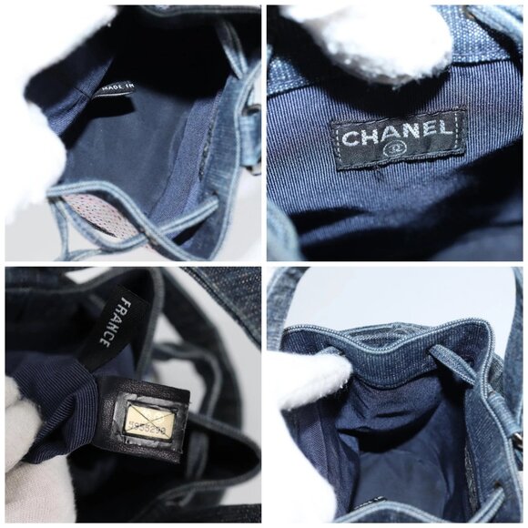 CHANEL Sequin Hand Bag Denim Blue CC Auth 139014V - Picture 15 of 16